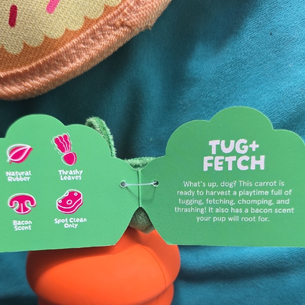 BARK Yours Chewly Cake and Deep Roots Carrot Dog Toys - Picture 2 of 4